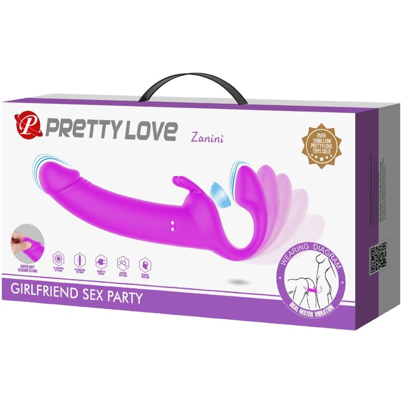 Pretty Love Zanini Strapless Strap-On 10 Vibrations Purple