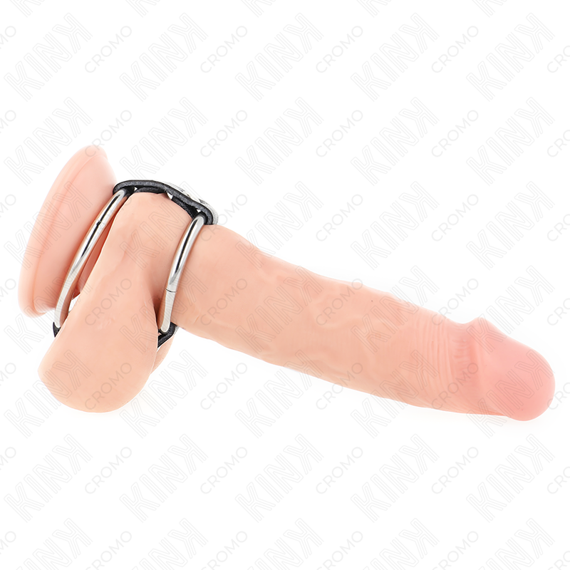 Kink Ring Power Kink - Double Metal Penis Ring 3.8 Cm To 5 Cm Connected With Leather
