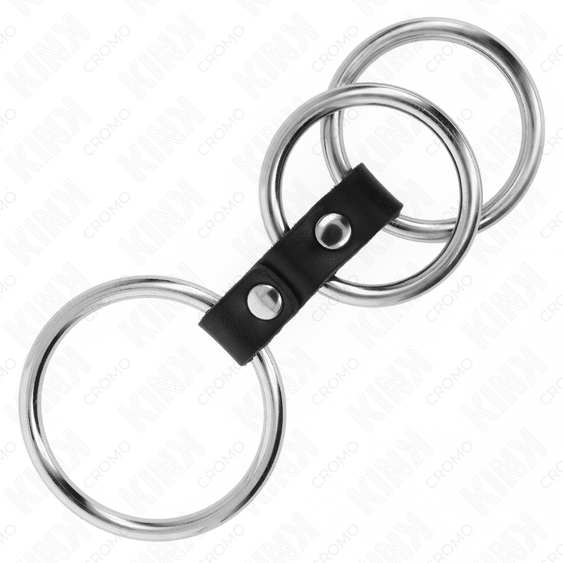 Kink Ring Power Kink - Triple Metal Penis Ring 3.7 Cm To 5 Cm Connected With Leather