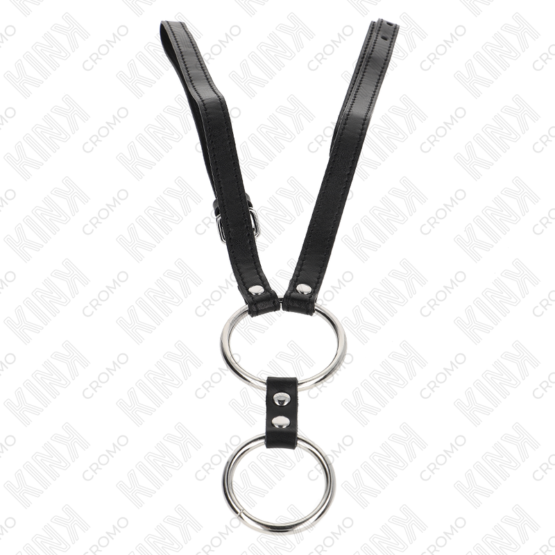 Kink Ring Power Kink - Double Metal Penis Ring 3.8 Cm To 5 Cm With Leather Belt 112 Cm