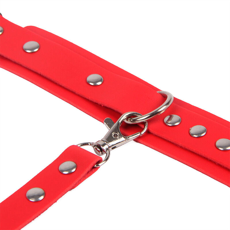 Subblime Handcuffs With Bondage Belt Red One Size