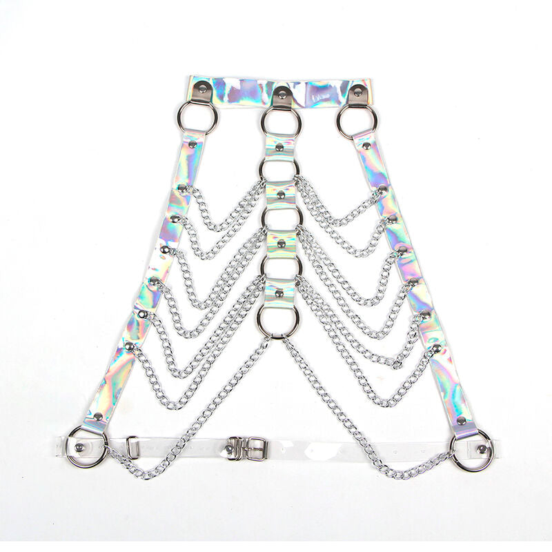 Subblime Fetish Subblime - 953737 Chest Harness With Rings And Chains Silver One Size