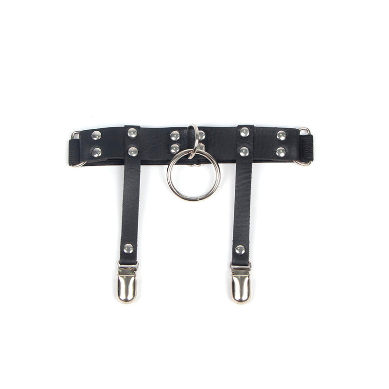 Subblime Fetish Subblime - 953744 Adjustable Leather Punk Garter Black One Size