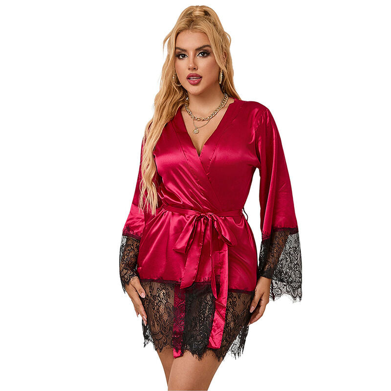 Subblime Sets Subblime - 953829 Elegant Lace Pajamas + Thong Red L/Xl