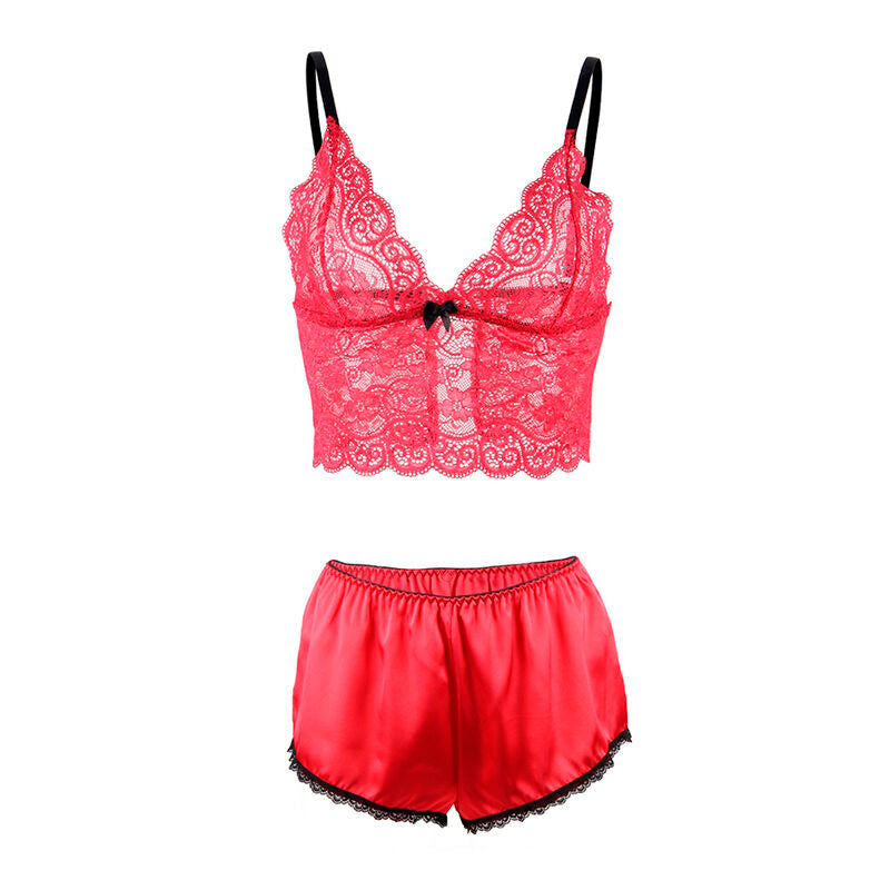 Subblime Sets Subblime - 953898 Silk And Lace Nightgown + Panties Red S/M