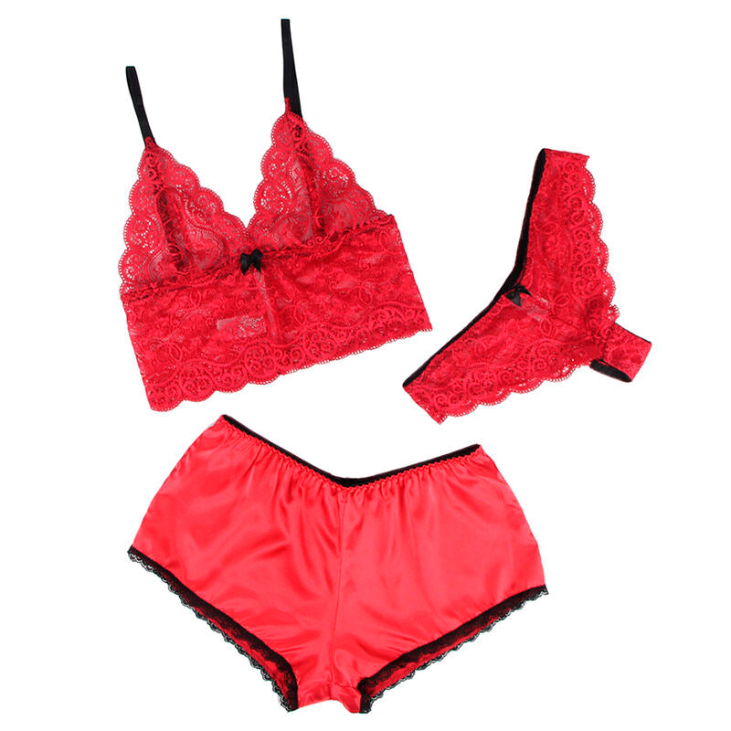 Subblime Sets Subblime - 953898 Silk And Lace Nightgown + Panties Red S/M