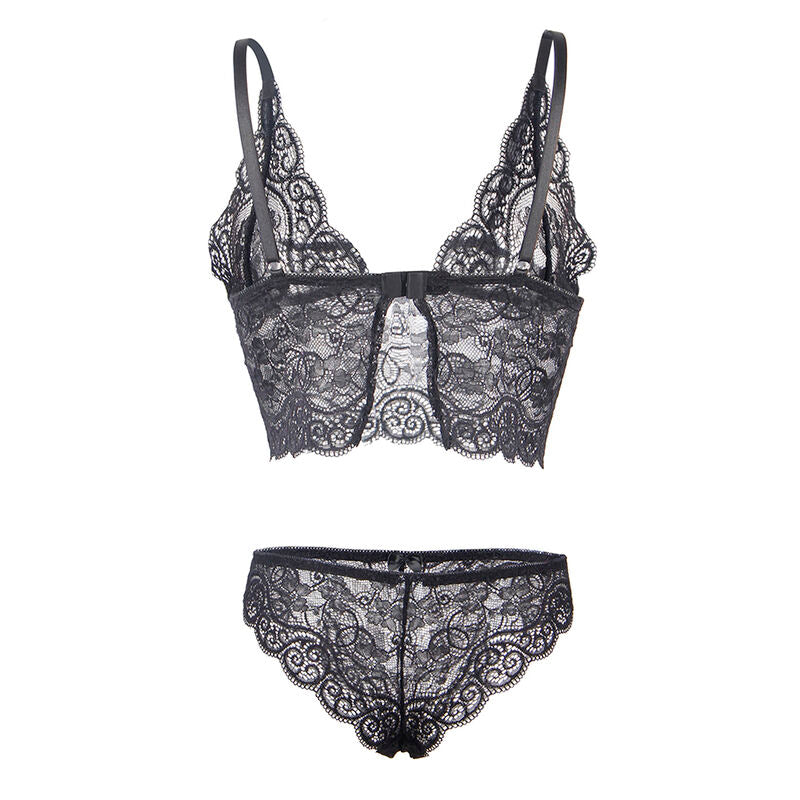 Subblime Sets Subblime - 953911 Silk And Lace Nightgown + Panties Black S/M
