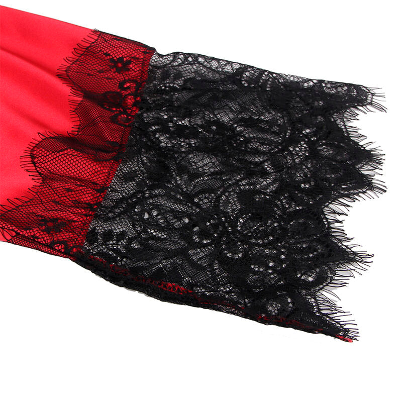 Subblime Sets Subblime - 954024 Lace Sheer Back Camisole + Thong Red/Black L/Xl