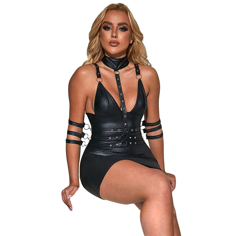 Subblime Dresses Subblime - 954406 Leather Bondage Dress Black S/M
