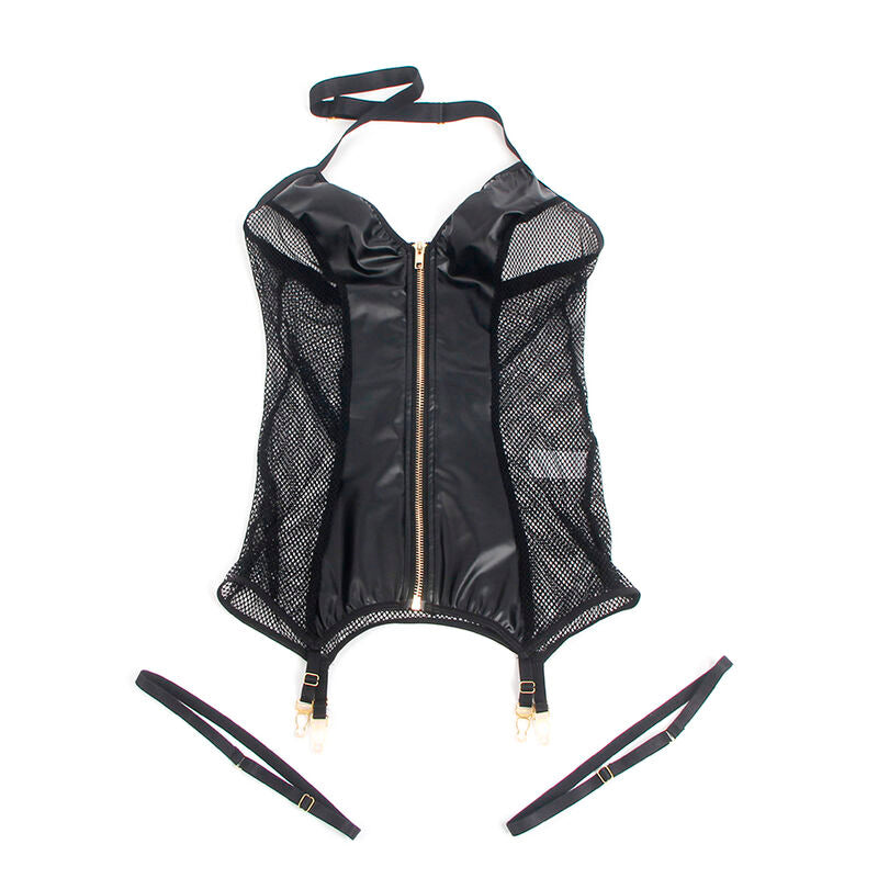 Subblime Dresses Subblime - 954451 Sexy Mesh Dress Leather Black L/Xl