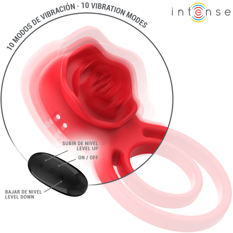 Intense Fun Intense - Gail Stimulator Rose 10 Vibrations Red Remote Control