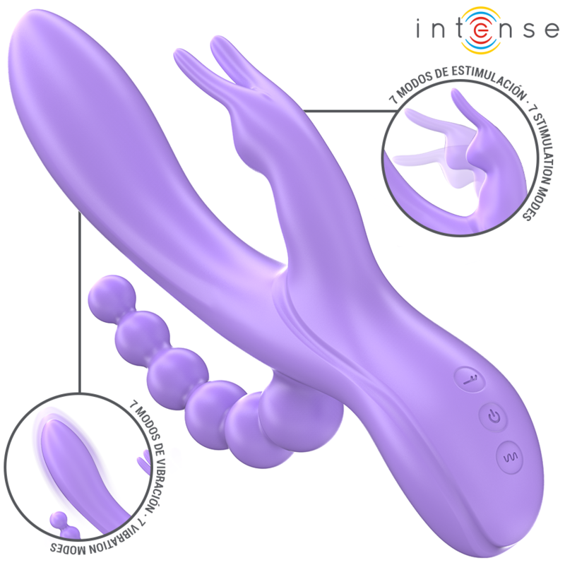 Intense Fun Intense - Miko Triple Vibrator Rabbit & Stimulator & Anal 7 Vibrations Purple