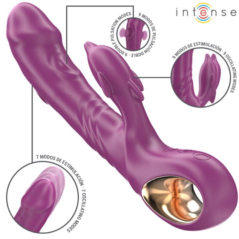 Intense Fun Intense - Halle Multifunction Vibrator With Dolphin Stimulating Tongue Purple