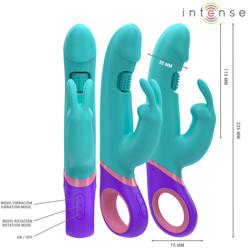 Intense Fun Intense - Monica Rabbit Vibrator With Rotating G-Spot Stimulator Blue