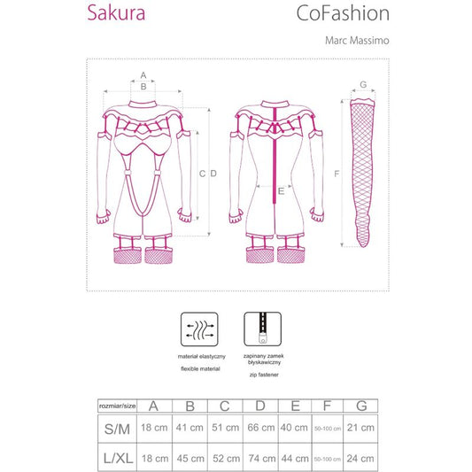 Livco Corsetti Sets Livco Corsetti Fashion - Sakura Cf 90357 Jumpsuit + Long Gloves + Garter Belt Black L/Xl