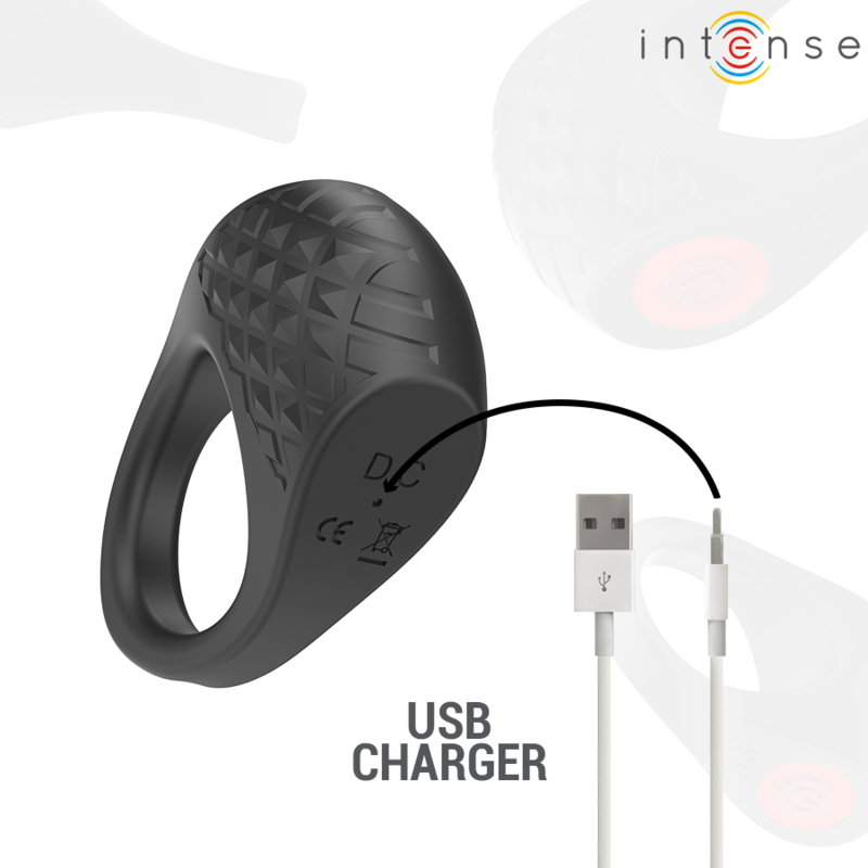 Intense Couples Toys Intense - Clover Vibrator Penis Ring 10 Vibrations Black