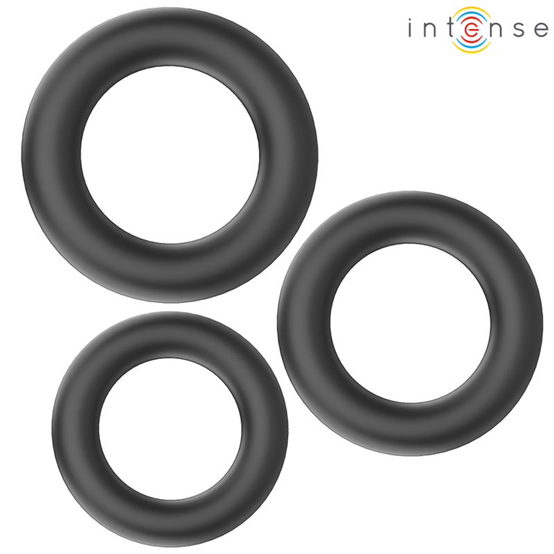 Intense Couples Toys Intense - Hugh 3 Basic Silicone Penis Rings Black