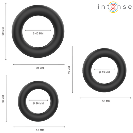 Intense Couples Toys Intense - Hugh 3 Basic Silicone Penis Rings Black