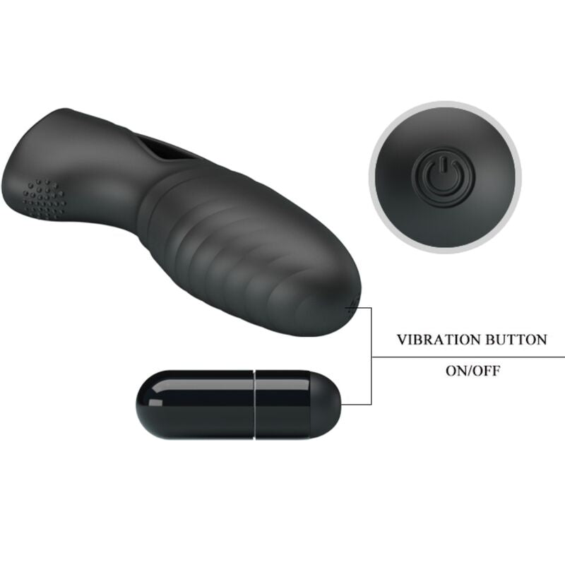 Pretty Love Alan Silicone Finger Vibrator Black