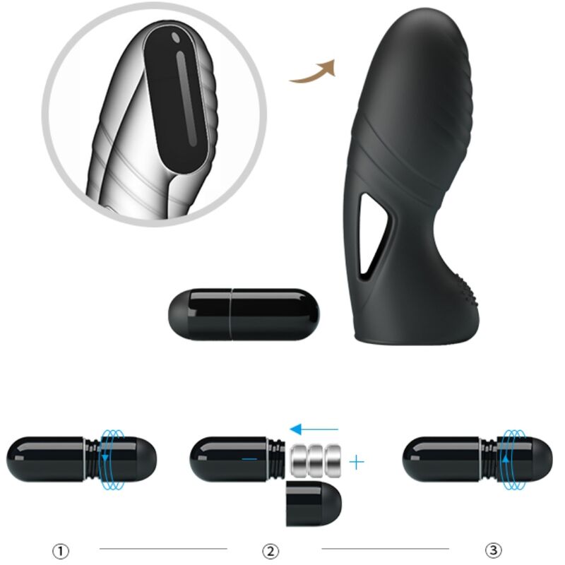 Pretty Love Alan Silicone Finger Vibrator Black