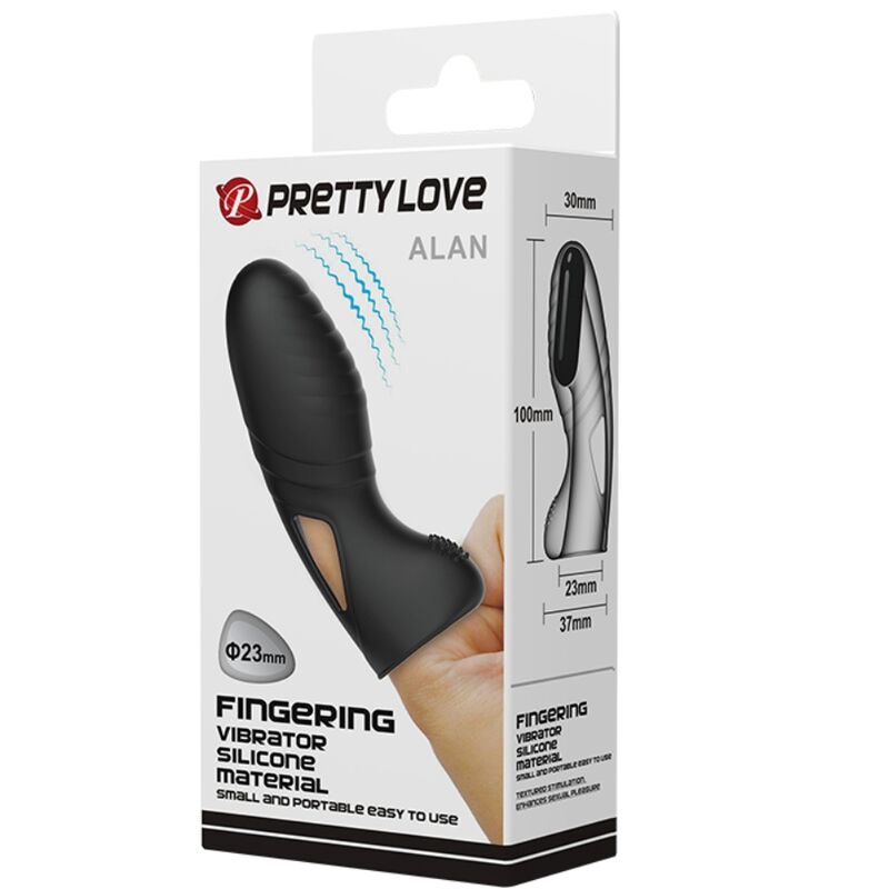 Pretty Love Alan Silicone Finger Vibrator Black