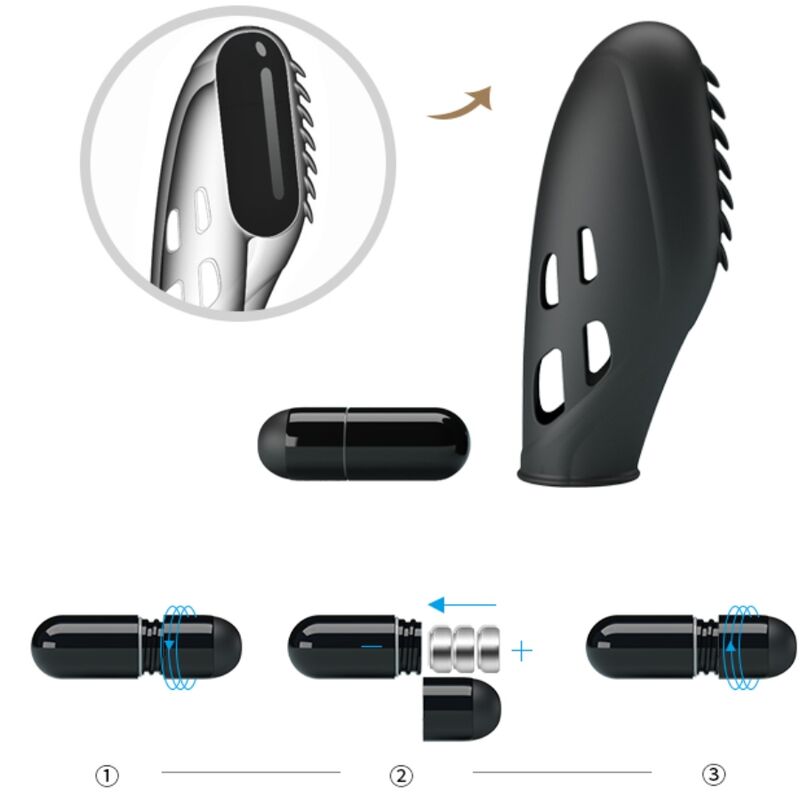Pretty Love Gilo Silicone Finger Vibrator Black