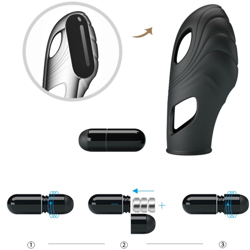 Pretty Love Lich Silicone Finger Vibrator Black