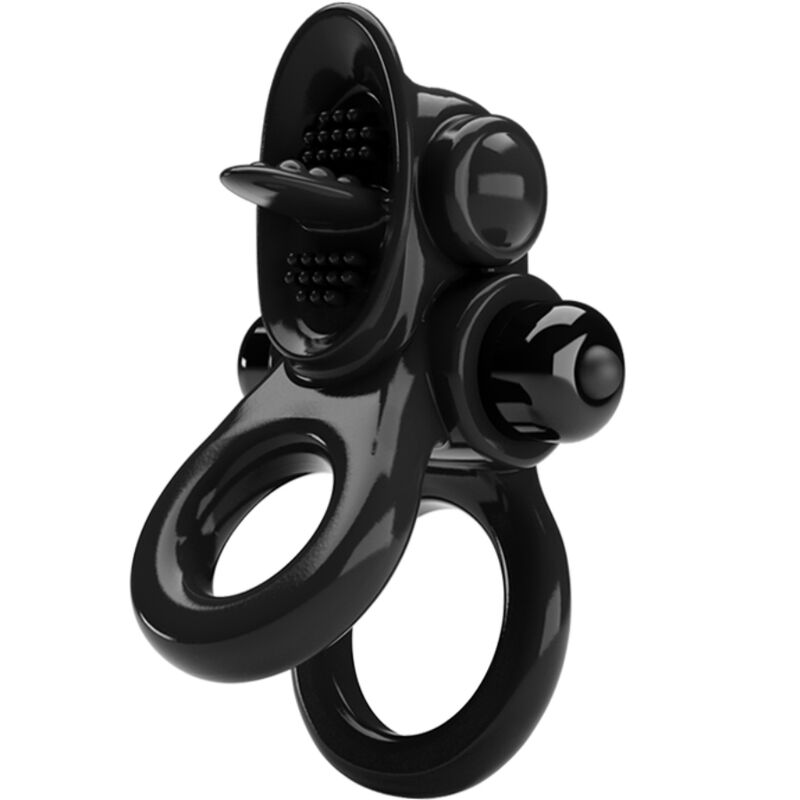 Pretty Love Passionate Ring Double Vibrating Ring + Clitoris Stimulator Black