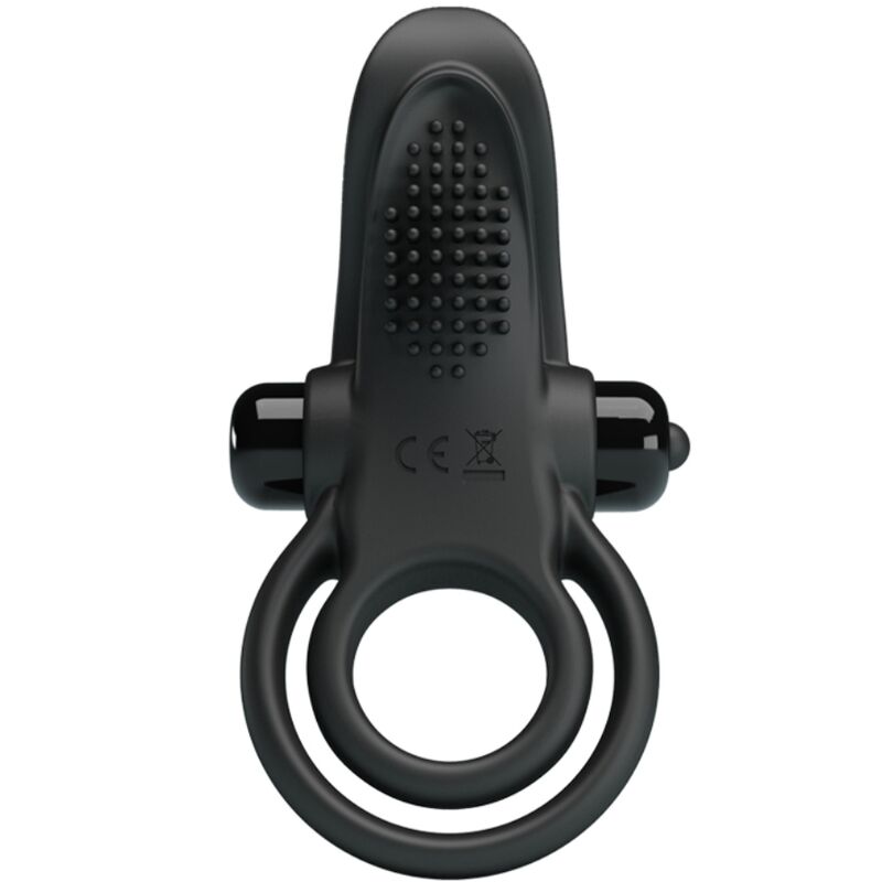 Pretty Love Double Vibrating Ring + Clitoris Stimulator 10 Vibrations Black