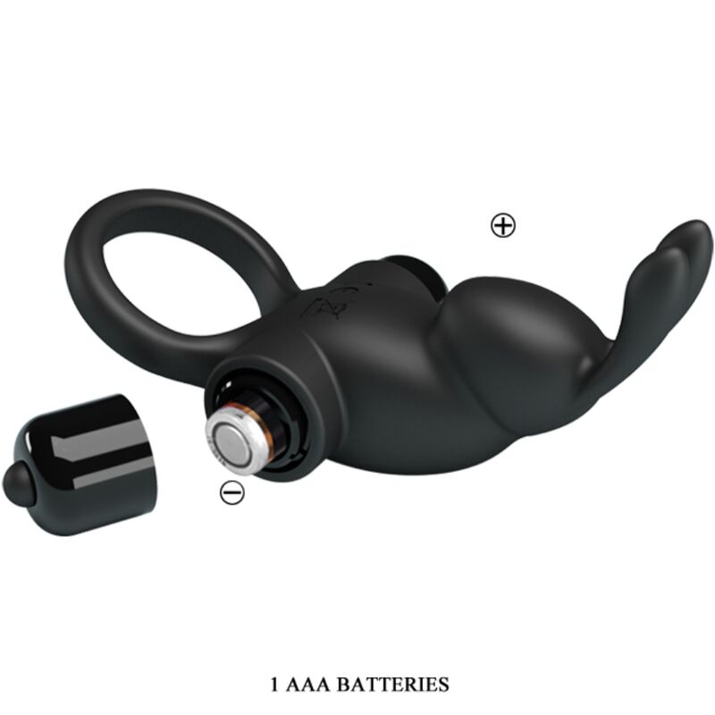 Pretty Love Vibrating Ring + Rabbit Clitoris Stimulator 10 Vibrations Black