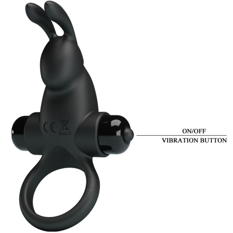 Pretty Love Vibrating Ring + Rabbit Clitoris Stimulator 10 Vibrations Black