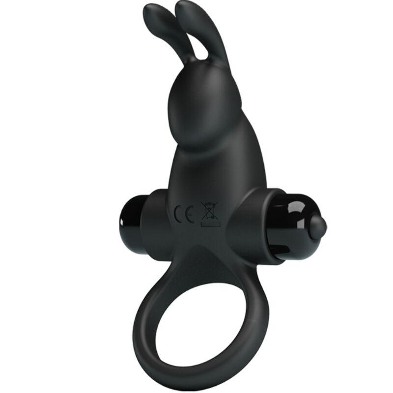 Pretty Love Vibrating Ring + Rabbit Clitoris Stimulator 10 Vibrations Black