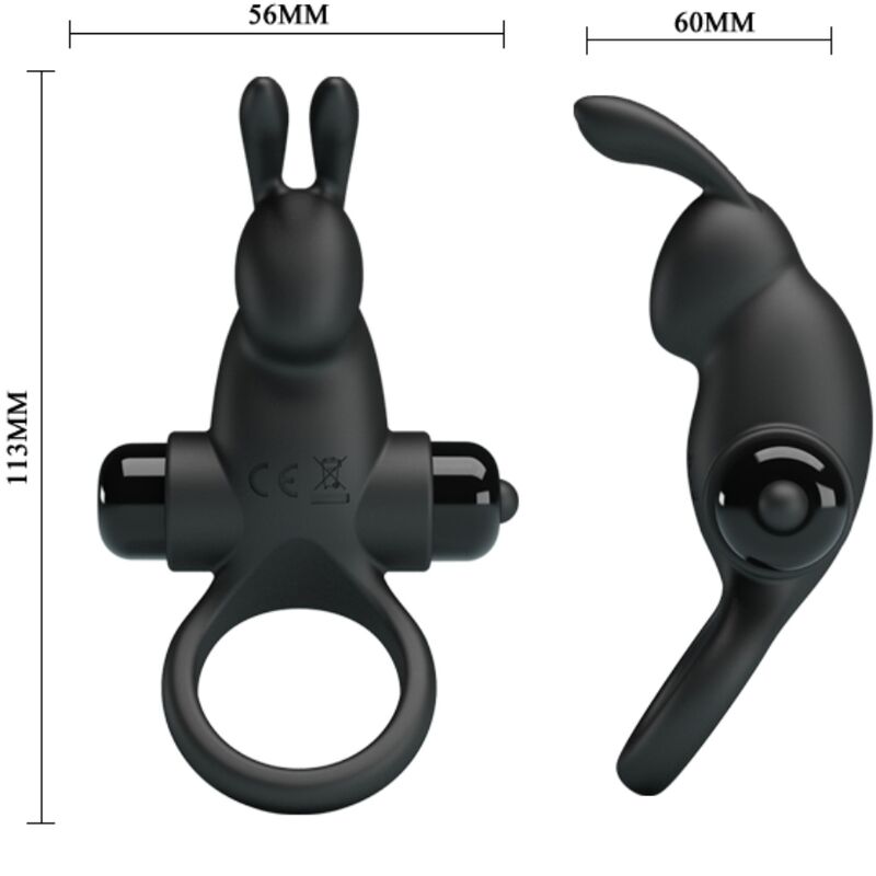 Pretty Love Vibrating Ring + Rabbit Clitoris Stimulator 10 Vibrations Black