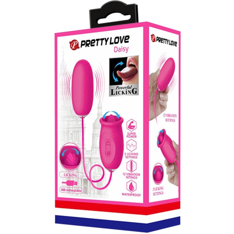 Pretty Love Daisy Vibrating Egg + Clitoris Stimulating Tongue Pink