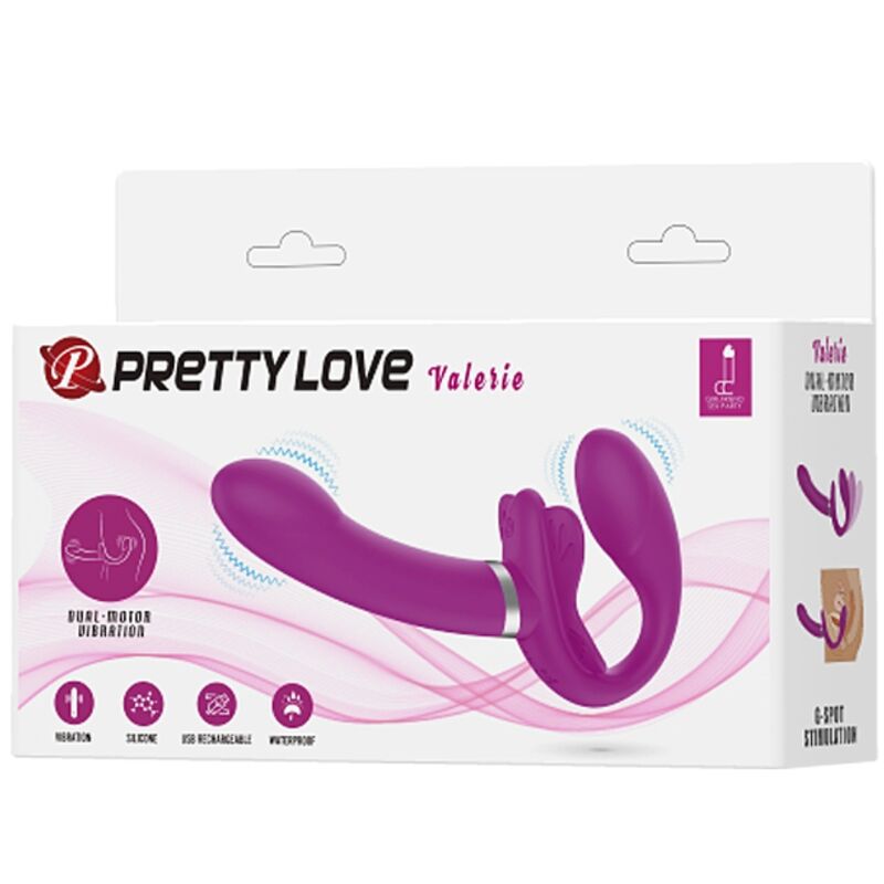 Pretty Love Valerie Double Strap-On Vibrator 12 Vibrations Purple