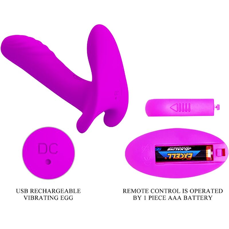 Pretty Love Massager & Vibrator 12 Vibrations Remote Control Purple