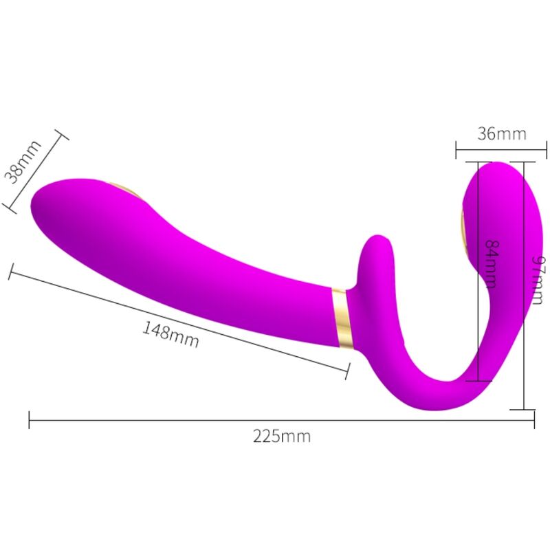 Pretty Love Thunderbird Double Strap-On Vibrator Remote Control Purple