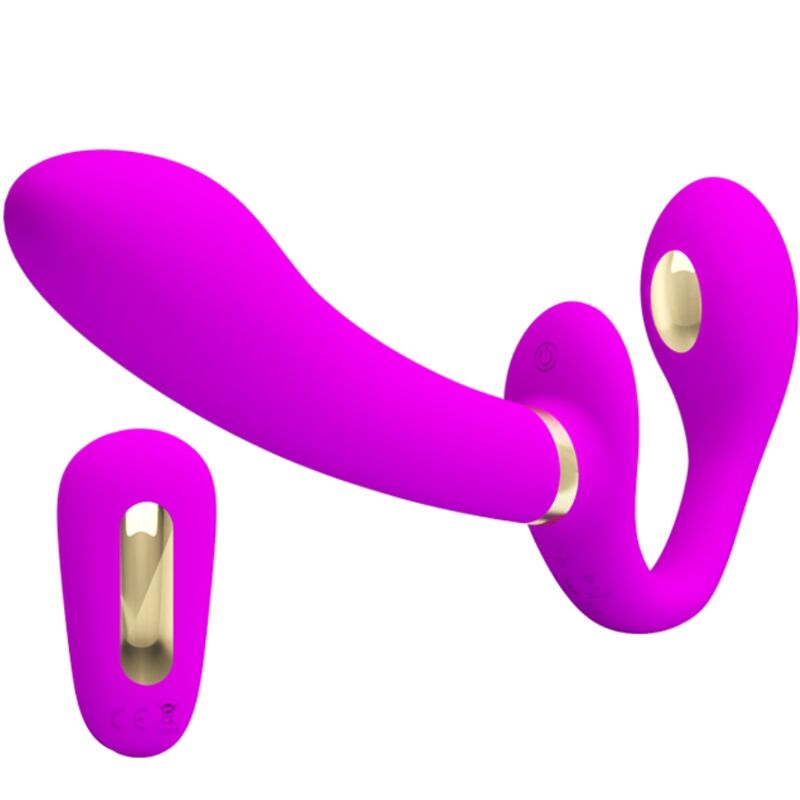 Pretty Love Thunderbird Double Strap-On Vibrator Remote Control Purple