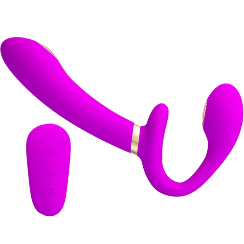 Pretty Love Thunderbird Double Strap-On Vibrator Remote Control Purple