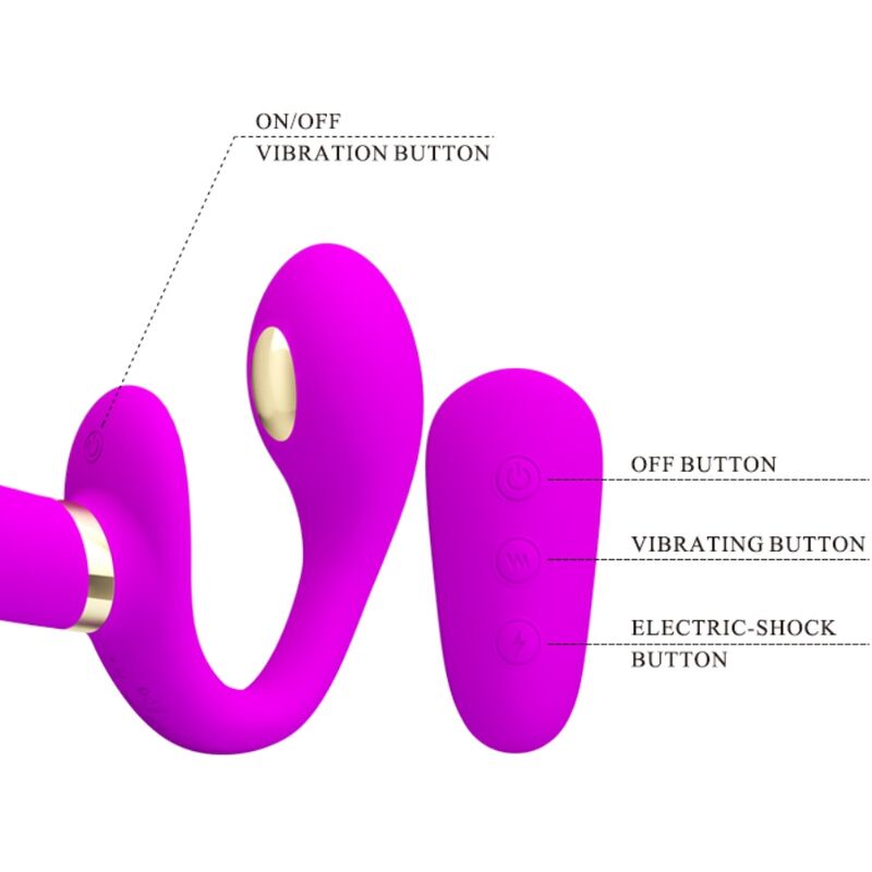 Pretty Love Thunderbird Double Strap-On Vibrator Remote Control Purple