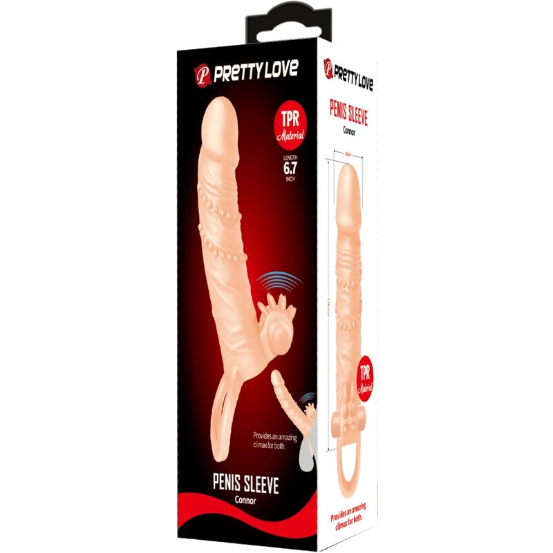Pretty Love Connor Penis Sleeve + Clitoris Stimulator Flesh