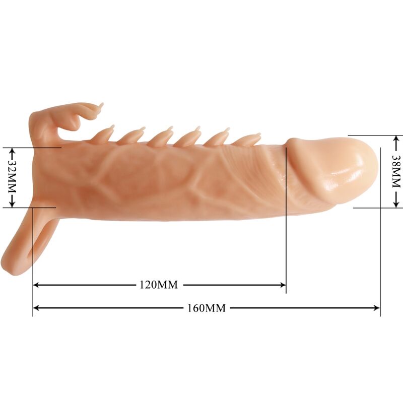 Pretty Love Emmit Penis Sleeve + Clitoris Stimulator Flesh