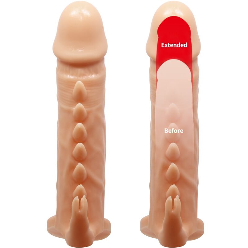 Pretty Love Emmit Penis Sleeve + Clitoris Stimulator Flesh