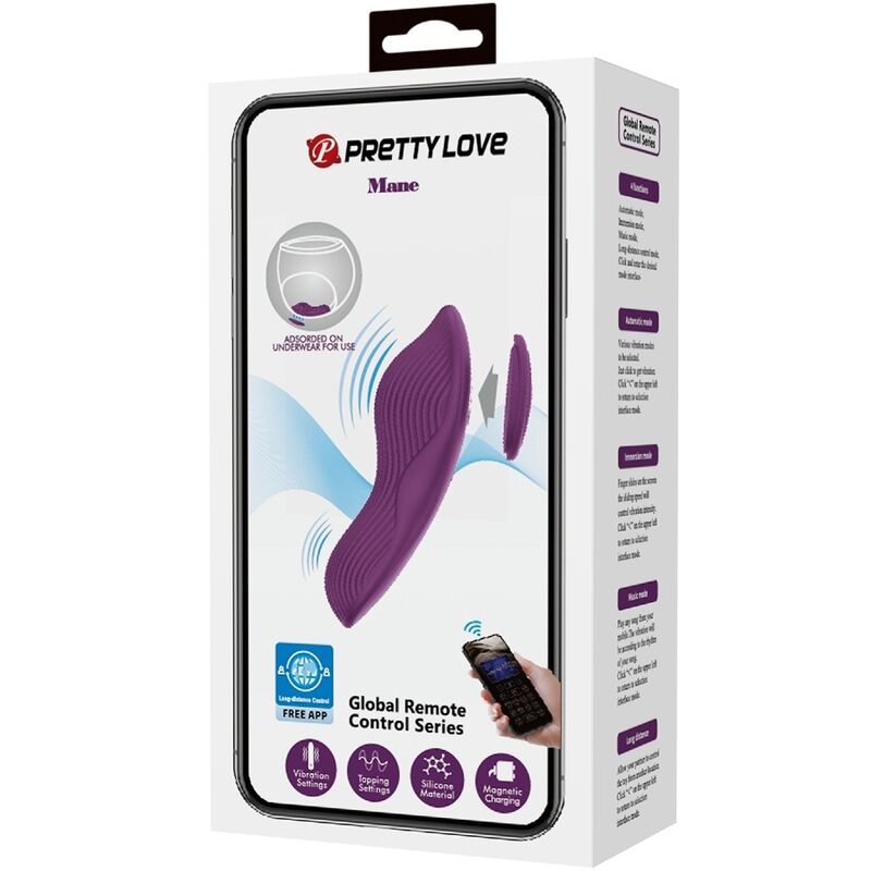 Pretty Love Mane Lay On Clitoris Massager 10 Vibrations Remote Control Purple