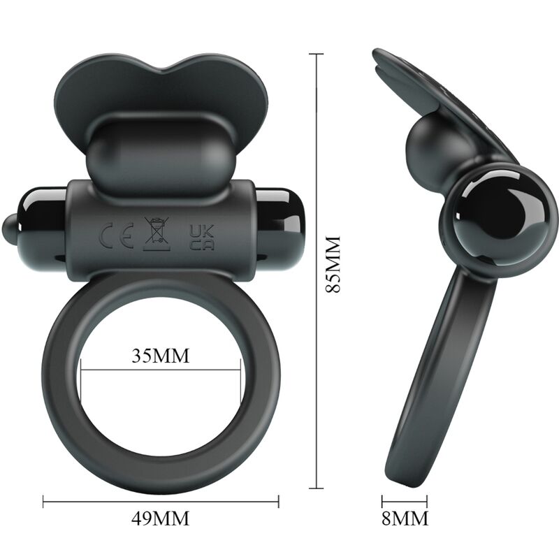 Pretty Love Debonaire Vibrating Ring Rabbit 10 Vibrations Black