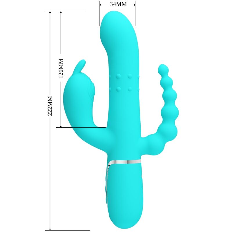 Pretty Love Cammy 4 In 1 Multifunction Tripple Rabbit Vibrator Blue