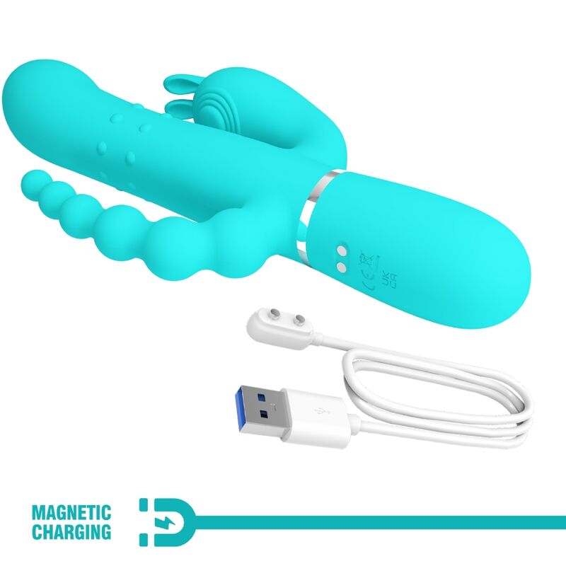 Pretty Love Cammy 4 In 1 Multifunction Tripple Rabbit Vibrator Blue
