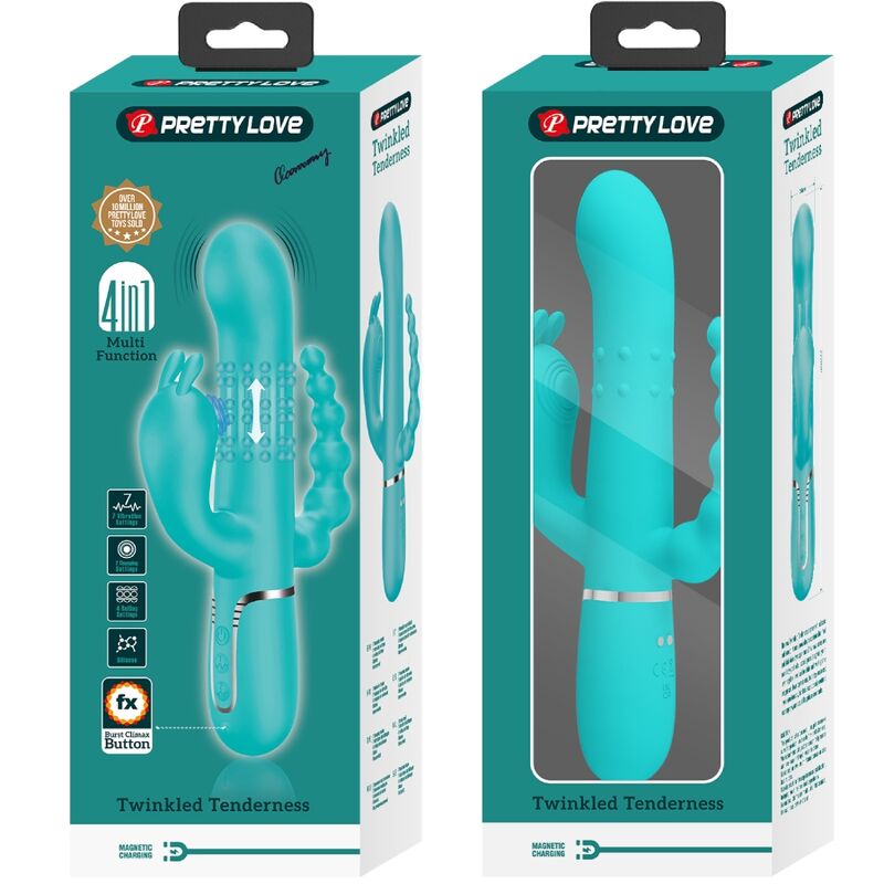 Pretty Love Cammy 4 In 1 Multifunction Tripple Rabbit Vibrator Blue