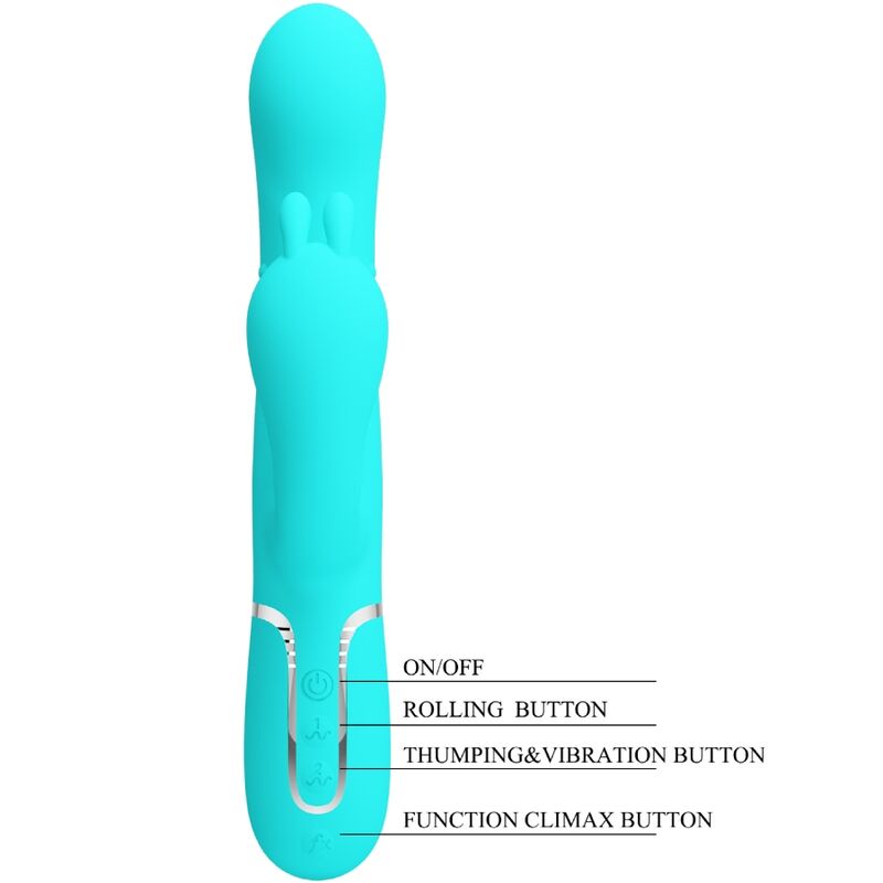 Pretty Love Cammy 4 In 1 Multifunction Tripple Rabbit Vibrator Blue