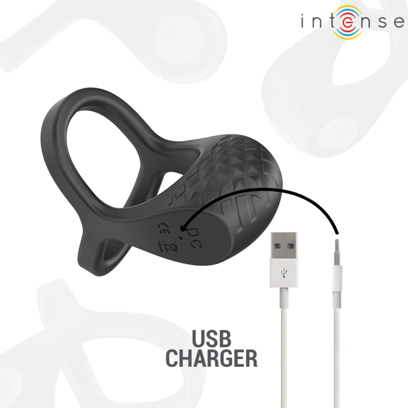 Intense Couples Toys Intense - Alex Vibrator Double Penis Ring 10 Vibrations Black